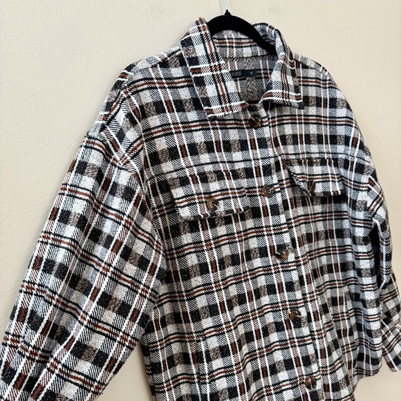 Mikarose Black, White and Brown Plaid Shirt, Sz M - Picture 5 of 10